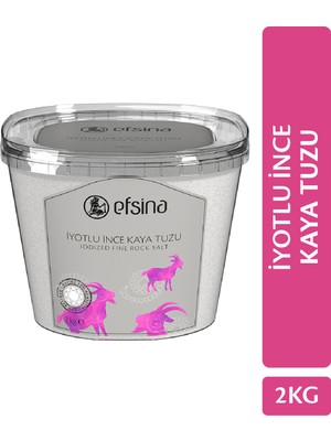 Efsina İyotlu İnce Kaya Tuzu 2 kg Rafine Edilmemiş Sofra Tuzu