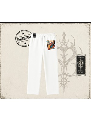 Tarzsokak Kadın Spider Cat Unisex Baggy Eşofman Altı Beyaz