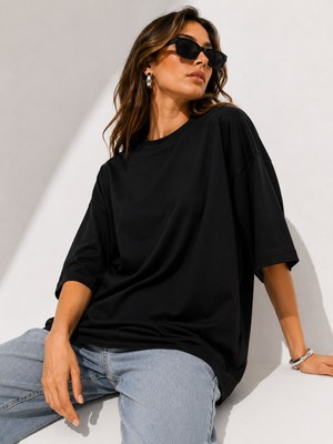 POLYMOOD Oversize %100 Pamuk Yumuşak Dokulu T-Shirt