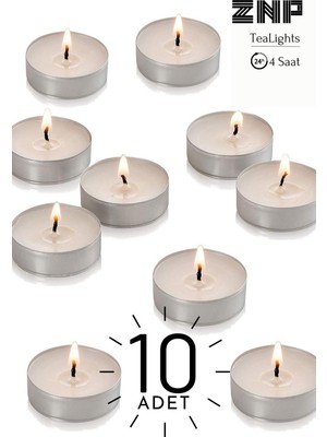 Seraser Home Tekstil 10 Adet | Vanilya Kokulu Tealight Mum | 4 Saat Yanar | Dekoratif Mumluk Mumu