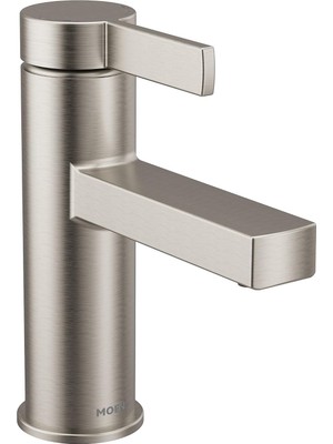 Moen Beric Spot Dirençli Nikel Modern Tek Kolu Tek Delikli Banyo Bataryası Drenaj Düzeneği ve Banyo Lavabonuz Için Isteğe Bağlı Deckplate Ile, 84774SRN