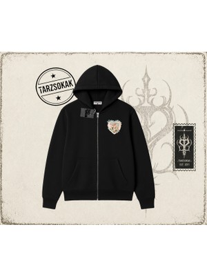 Tarzsokak Kadın With Love And Devotion Oversize Unisex Hırka & Çeket Fermuarlı Sweatshirt Beyaz