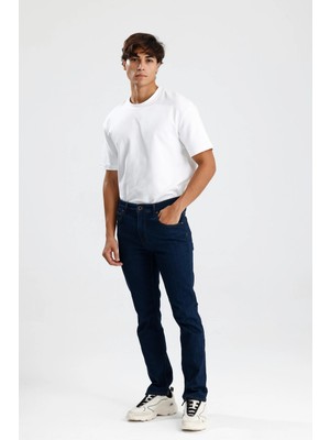 #erkekjean CLINT50 Straight Fit Koyu Indigo Denim Rahat Konforlu Erkek Jean Pantolon