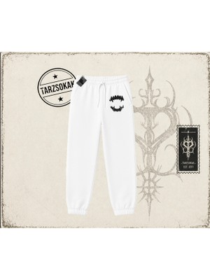 Tarzsokak Kadın Teeth Unisex Jogger Eşofman Altı Beyaz
