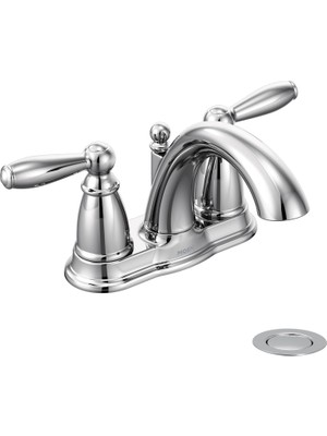 Moen Brantford 6610 Çift Kollu Banyo Bataryası, Krom, Sifon Dahil