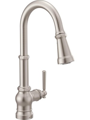 Moen S72003SRS Paterson Güç Arttırmalı Tek Kolu Aşağı Çekmeli Mutfak Bataryası, Değiştirilebilir Kulp Içerir, Spot Dirençli Paslanmaz