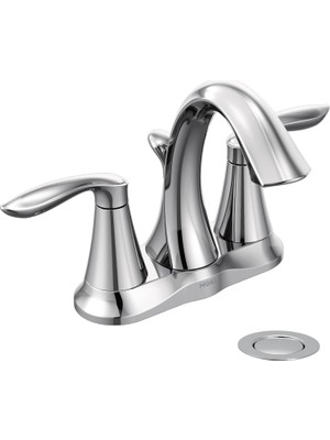 Moen Eva Krom Iki Kulplu Centerset Banyo Lavabo Bataryası Tahliye Montajlı, 6410