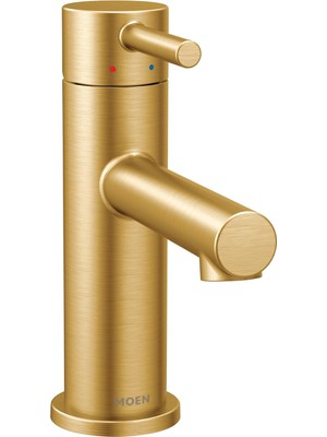 Moen Hizala Fırçalanmış Altın Tek Kolu Modern Banyo Bataryası Tahliye Meclisi ve Isteğe Bağlı Deckplate, Tek Delikli Banyo Lavabo Bataryası, 6190BG