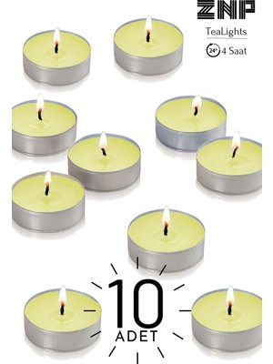 Seraser Home Tekstil 10 Adet | Papatya Kokulu Tealight Mum | 4 Saat Yanar | Dekoratif Mumluk Mumu