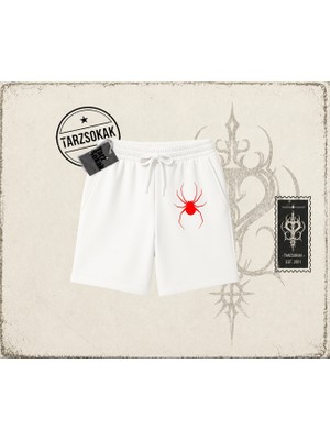 Tarzsokak Kadın Red Spider Unisex Şort Beyaz