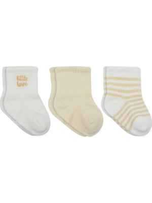 Renas Store Little Love Girl 3'lü Penye Soket Çorap 10137 Ekru