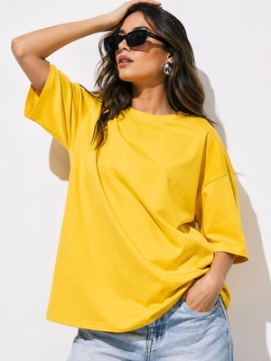 POLYMOOD Oversize %100 Pamuk Yumuşak Dokulu T-Shirt