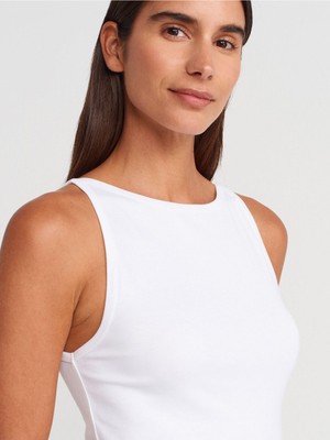 Dilvin 21048 Halter Yaka Top-Beyaz