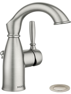 Moen Sarona Spot Dirençli Fırçalanmış Nikel Tek Saplı Tek Delikli Rustik Çiftlik Evi Banyo Lavabo Musluğu, Isteğe Bağlı Döşeme Levhası, 84144SRN