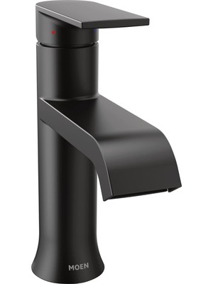 Moen Genta Lx Mat Siyah Tek Saplı Tek Delikli Modern Banyo Lavabo Bataryası, Opsiyonel Döşeme Levhası Ile, 6702BL