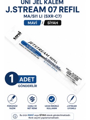 Uni Jetstream Sxr-C7 0.7 mm Mavi-Siyah Tükenmez Kalem Yedeği (Refil)