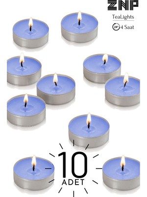 Seraser Home Tekstil 10 Adet | Okyanus Kokulu Tealight Mum | 4 Saat Yanar | Dekoratif Mumluk Mumu