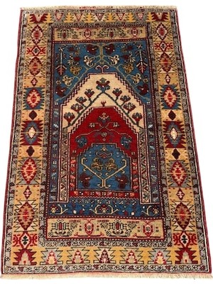 Burak Halı El Dokuma Hatalı Yahyalı Seccade Namazlık 100X157 Kök Boya Yün Halı Renkli