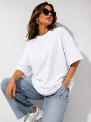 POLYMOOD Oversize %100 Pamuk Yumuşak Dokulu T-Shirt