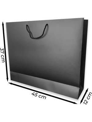 ABB Matbaa 2 Adet Siyah Karton Ipli Çanta Karton Poşet (45X37X12) - Ip Rengi Seçilebilir