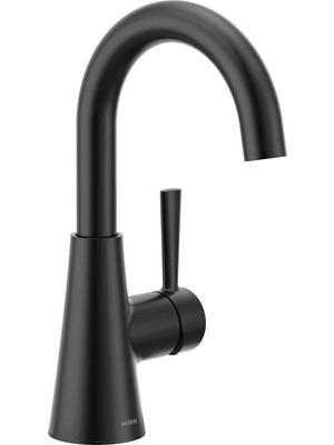 Moen 84021BL Ronan Mat Siyah Tek Delik Modern Banyo Lavabo Bataryası Opsiyonel Deckplate ve Yaylı Drenaj Meclisi ile