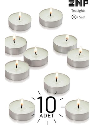 Seraser Home Tekstil 10 Adet | Yasemin Kokulu Tealight Mum | 4 Saat Yanar | Dekoratif Mumluk Mumu