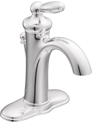 Moen Brantford Krom Tek Kolu Geleneksel Banyo Lavabo Bataryası Isteğe Bağlı Deckplate ve Mevcut Gemi Lavabo Uzatma Kiti, 6600
