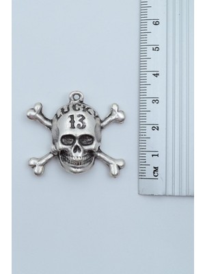 Alooya Lucky 13 Kuru Kafa Gümüş Kaplama Düz Zincir Kolye