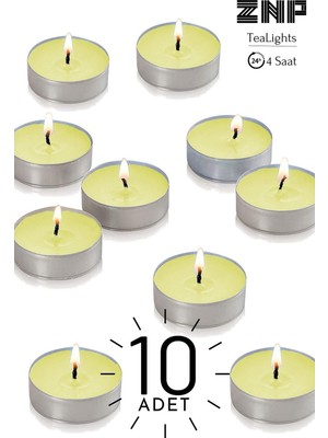 Seraser Home Tekstil 10 Adet | Papatya Kokulu Tealight Mum | 4 Saat Yanar | Dekoratif Mumluk Mumu