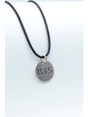 IDR BTS Madalyon Gümüş Kaplama Deri İp Kolye