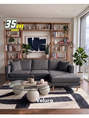 Velura Home & Living Armin Akıllı Köşe Koltuk Takımı & Modern Modüler Yataklı Köşe Takımı - Antrasit