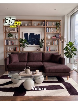 Velura Home & Living Armin Akıllı Köşe Koltuk Takımı & Modern Modüler Yataklı Köşe Takımı - Bordo