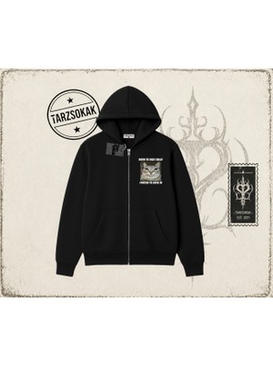 Tarzsokak Unisex Born To Dilly Dally Oversize Unisex Hırka & Çeket Fermuarlı Sweatshirt Beyaz