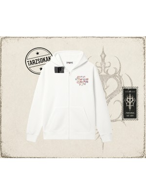 Tarzsokak Unisex As It Was Oversize Unisex Hırka & Çeket Fermuarlı Sweatshirt Beyaz