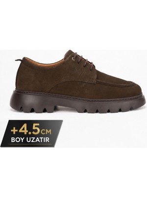 Fame Step Hakiki Deri Erkek Günlük Casual Ayakkabı +4.5 cm Boy Uzatan Kalın Taban Ortopedik Comfort