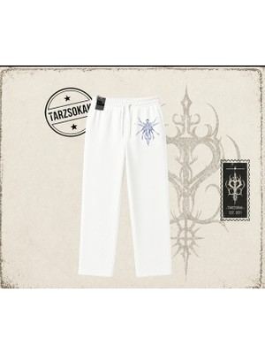 Tarzsokak Unisex Alien Unisex Baggy Eşofman Altı Beyaz