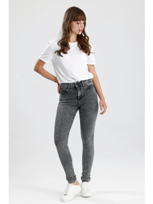 #kadınjean Kar Yıkama Gri Denim Skinny Fit Kesim MIRA12 Rahat Kadın Jean Pantolon