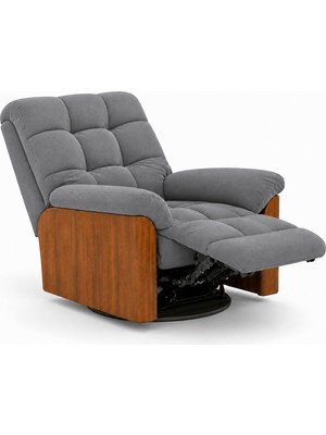 Smarto Relax Porto TV Koltuğu Elektrikli Masajlı Isıtmalı Döner Sallanan Ahşap Yan Panelli Polyester Kumaş Baba Koltuğu