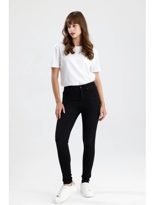 #skinnyfitjean MIRA12 Siyah Denim Skinny Fit Kesim Rahat Kadın Jean Pantolon