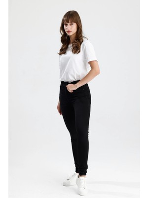 #skinnyfitjean MIRA12 Siyah Denim Skinny Fit Kesim Rahat Kadın Jean Pantolon