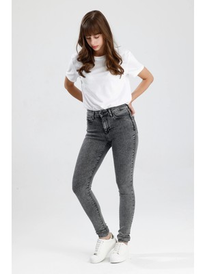 #kadınjean Kar Yıkama Gri Denim Skinny Fit Kesim MIRA12 Rahat Kadın Jean Pantolon