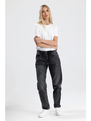 #kadınjean %100 Pamuk Koyu Indigo Denim Mom Fit Kesim MIMMY26 Rahat Kadın Jean Pantolon