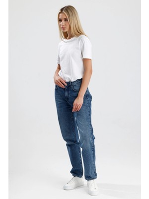 #kadınjean %100 Pamuk Orta Koyulukta Indigo Denim Mommy Fit Kesim MIMMY26 Rahat Kadın Jean Pantolon