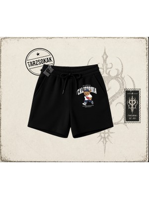 Tarzsokak Unisex California Bear Unisex Şort Beyaz