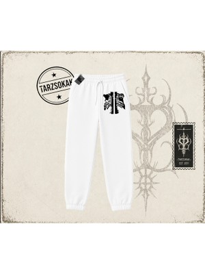 Tarzsokak Unisex Cage Y2K Unisex Jogger Eşofman Altı Beyaz