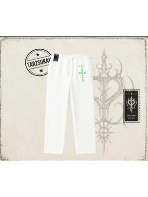 Tarzsokak Unisex Cactus Jack Air Unisex Baggy Eşofman Altı Beyaz