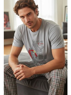 Siyah İnci Bisiklet Yaka Örme Pijama Takım 25109832