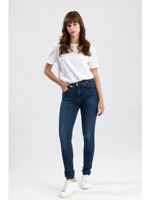 #kadınjean Az Kullanılmış Renkte Koyu Indigo Denim Skinny Fit Kesim MIRA12 Rahat Kadın Jean Pantolon