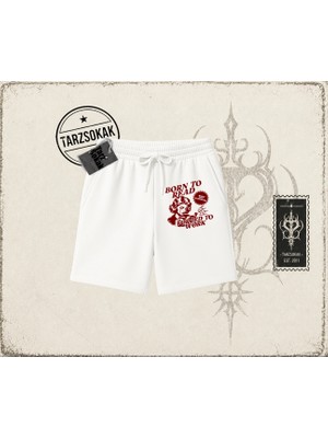 Tarzsokak Unisex Born To Read Unisex Şort Beyaz