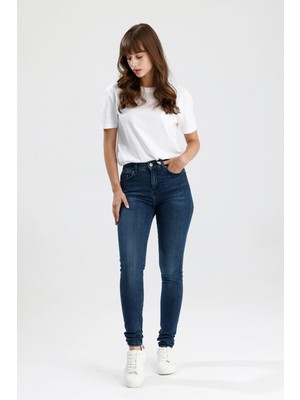 #kadınjean Az Kullanılmış Renkte Koyu Indigo Denim Skinny Fit Kesim MIRA12 Rahat Kadın Jean Pantolon